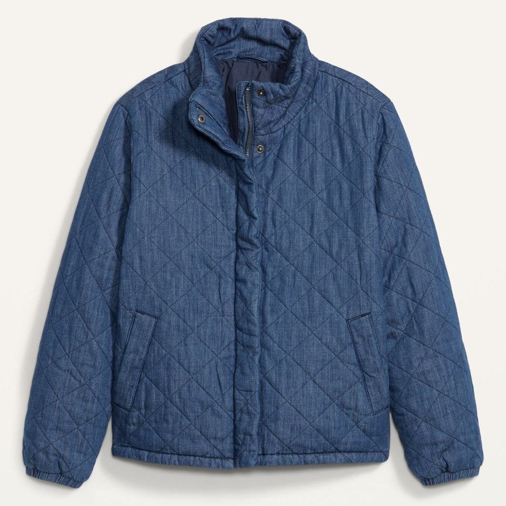 OLD NAVY | Lightweight Diamond Quilted Chambray Puffer Jacket